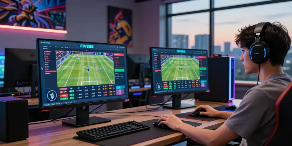 Engaging online gaming setup showcasing the FIVE88 platform for bettors.