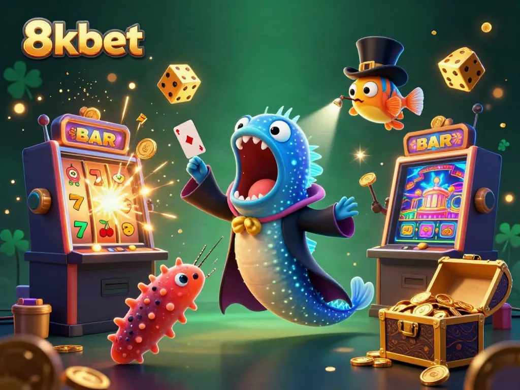 Experience the thrilling magic of 8xbet with our vibrant casino scene featuring unique sea creatures.