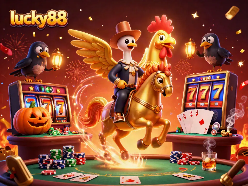 Experience the thrill of lucky88 with a vibrant casino scene featuring iconic elements.