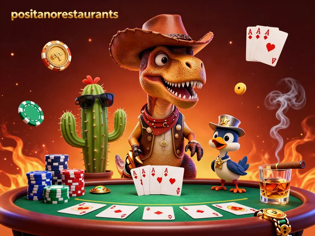 Engaging poker scene with positanorestaurants characters, showcasing vibrant gameplay elements and dynamic atmosphere.