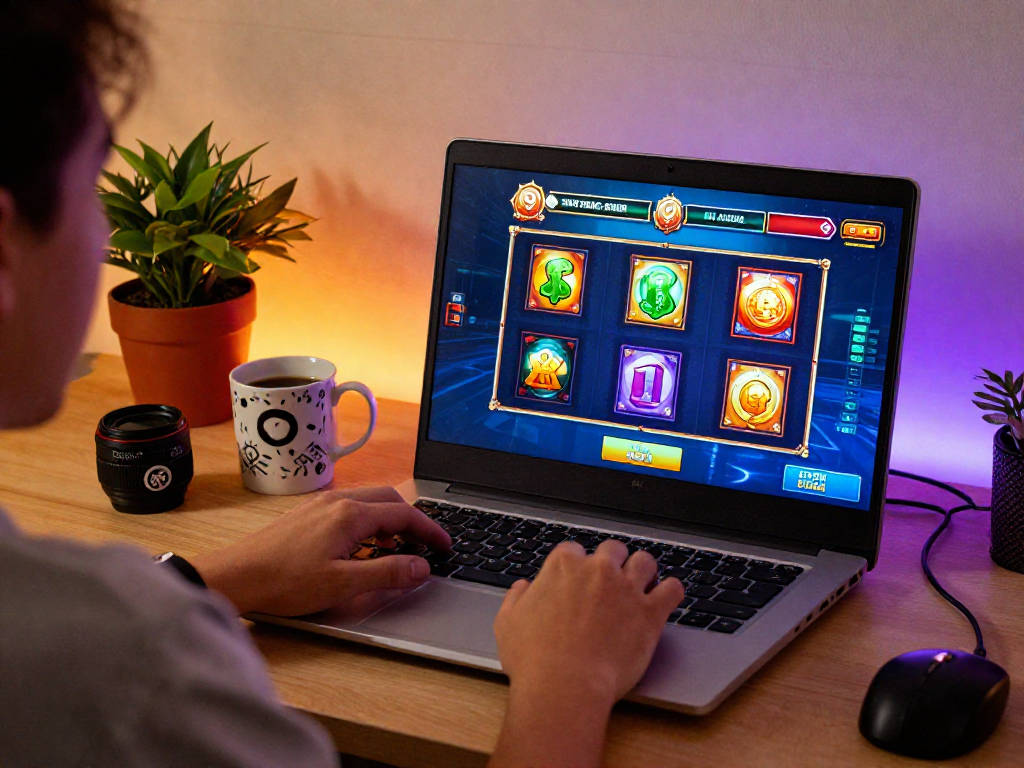 Engaged player exploring casinos not on Gamstop with vibrant game visuals and modern gaming setup.