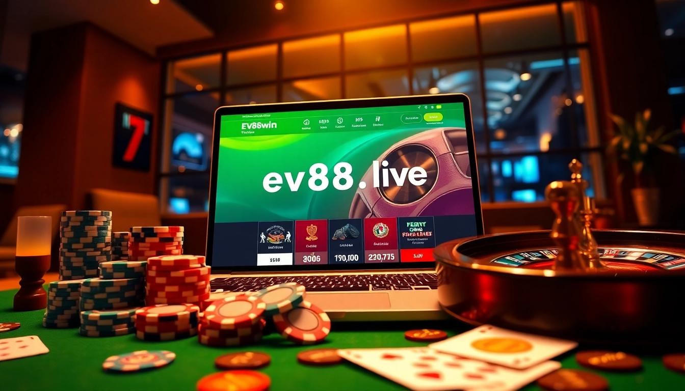Engaging online gambling scene featuring ev88win.live interface with vibrant gaming elements.