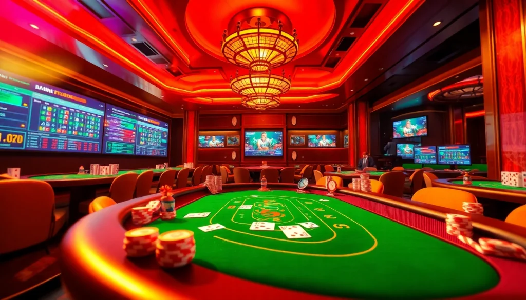 Experience the excitement of gamebaidoithuong.com.vc with a vibrant online casino image of dynamic card games and digital interfaces.