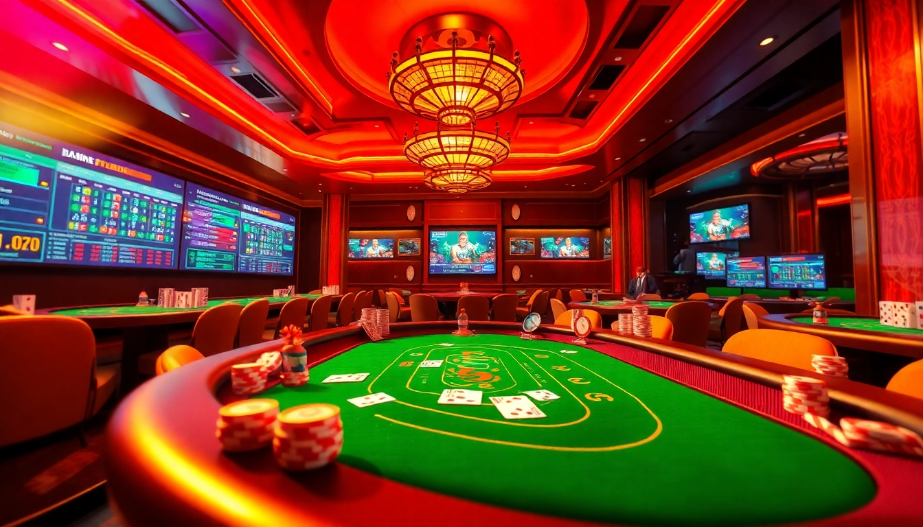 Experience the excitement of gamebaidoithuong.com.vc with a vibrant online casino image of dynamic card games and digital interfaces.