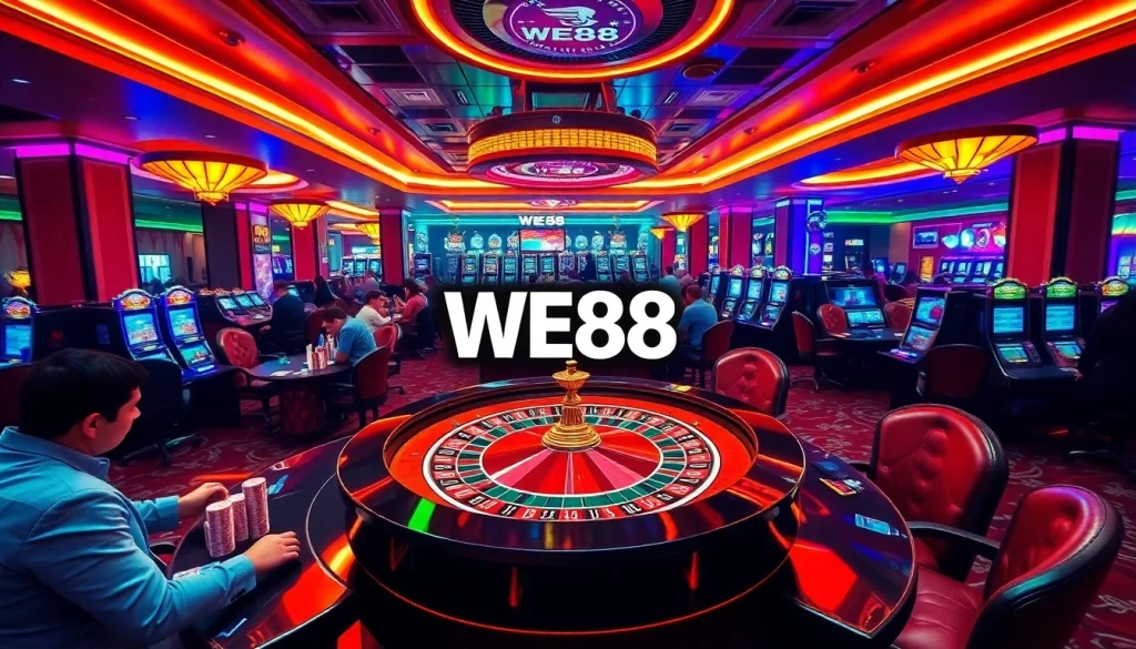 Experience the thrill of WE88 casino gaming with vibrant tables and excited players.