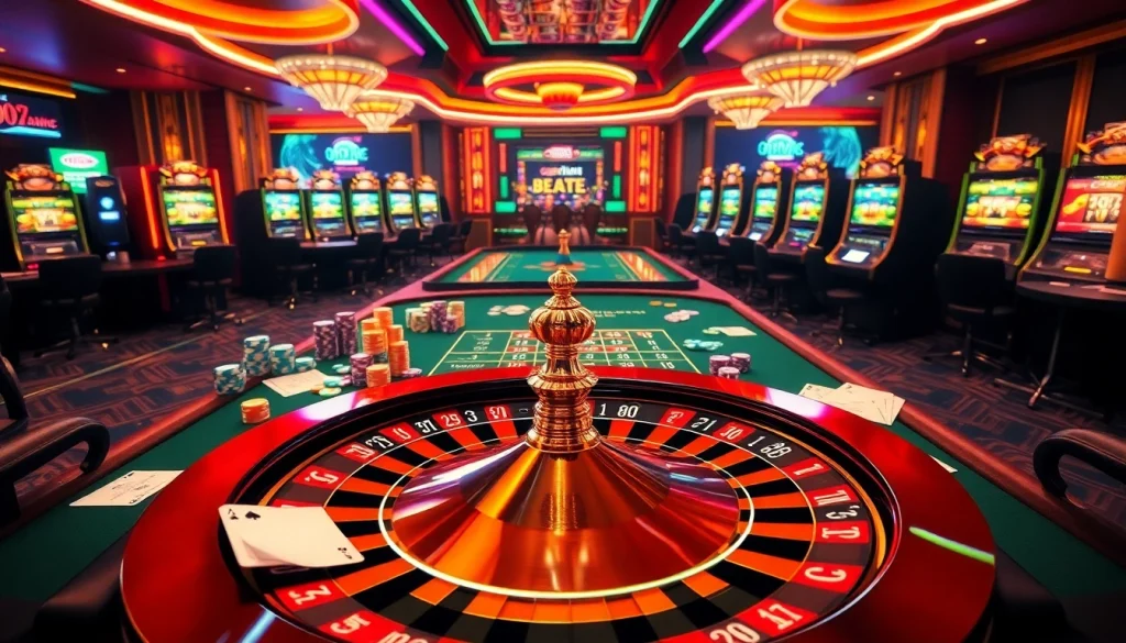 Experience thrilling gaming action at open88 with vibrant casino tables and chips.