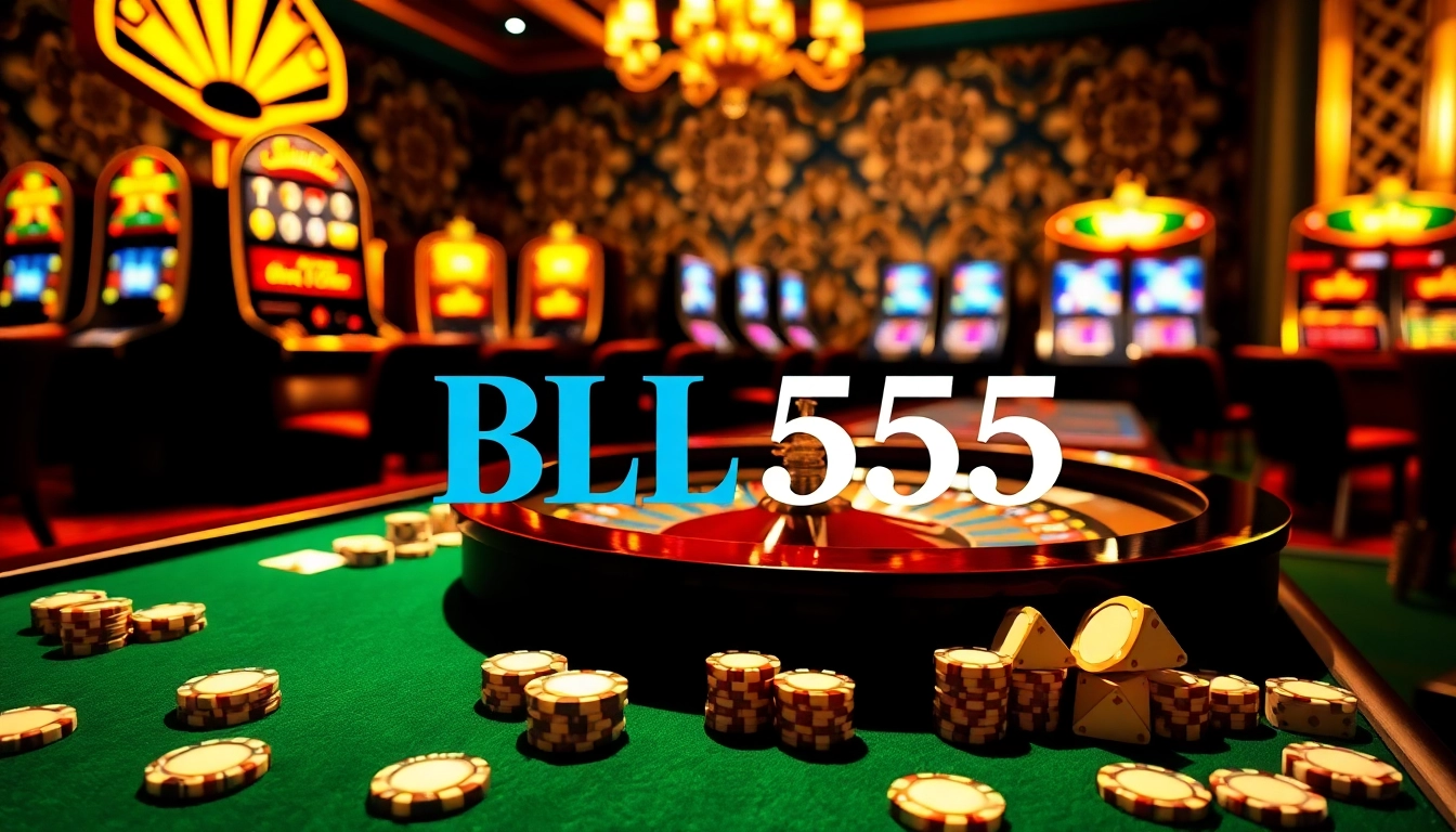 Experience the thrill of gaming at BL555 with vibrant casino elements and a lively atmosphere.