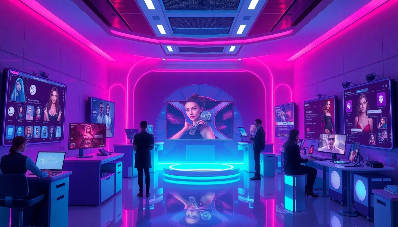 Engaging scene of users interacting with various nsfw ai platforms showcasing interactive features.