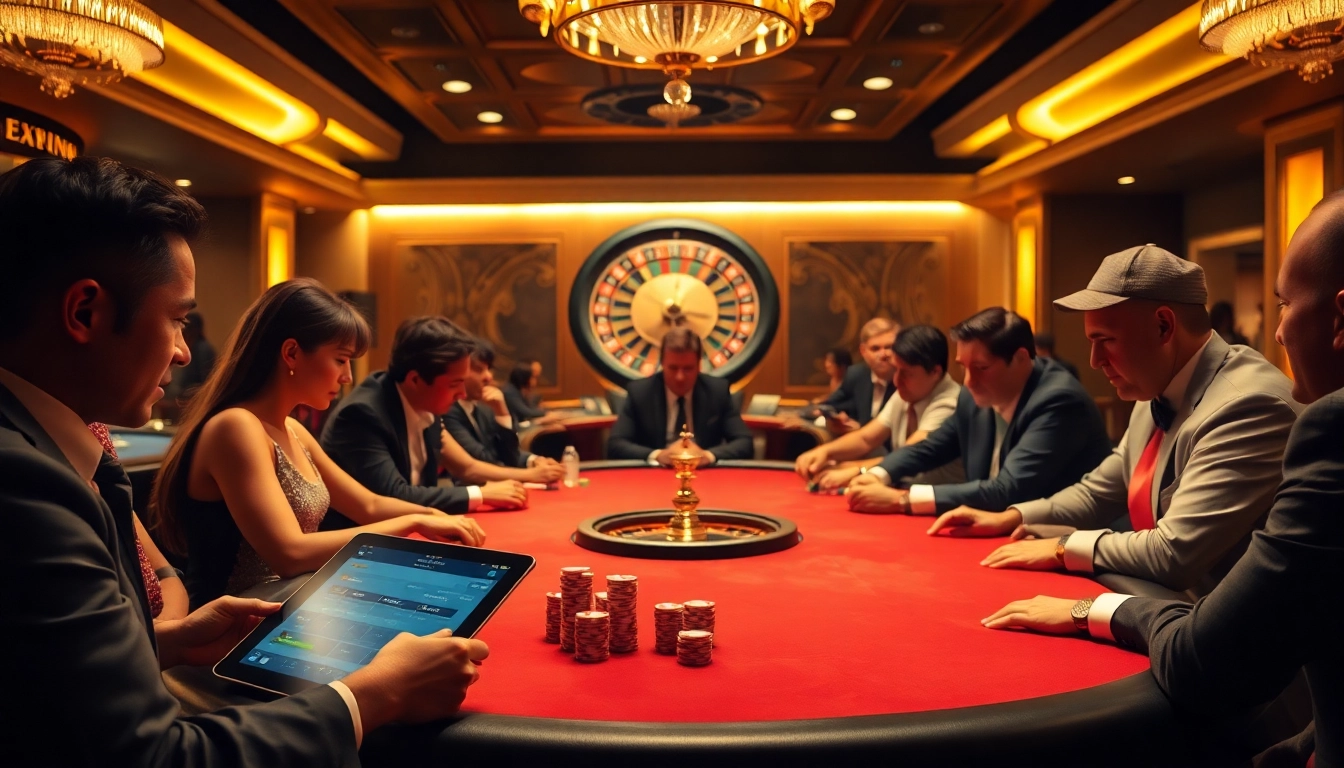 Experience the excitement of gambling at 8XX's luxurious casino, featuring poker tables and roulette wheels.