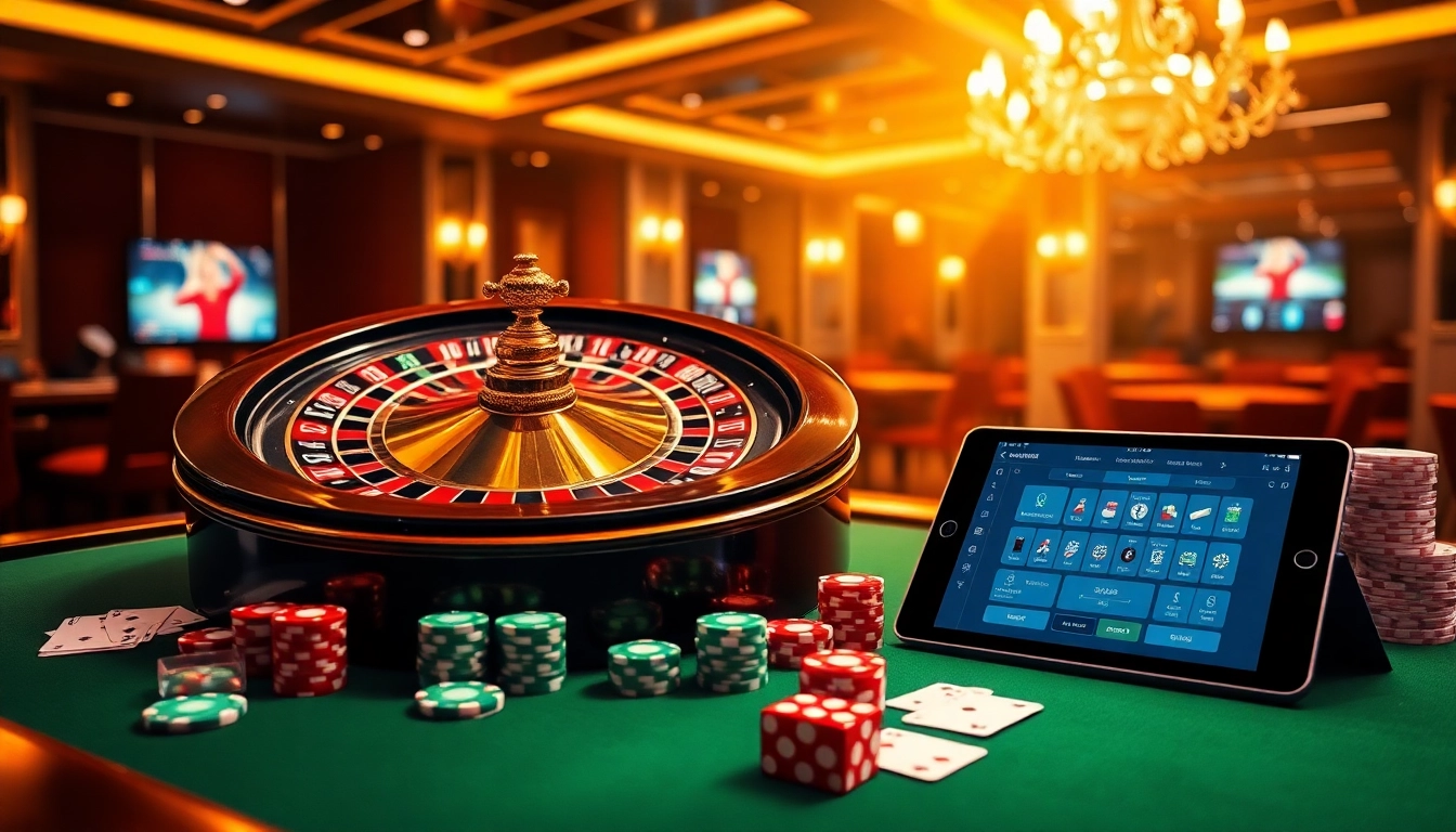 Experience the excitement of Nhà Cái NBET with dynamic casino visuals featuring roulette and poker.