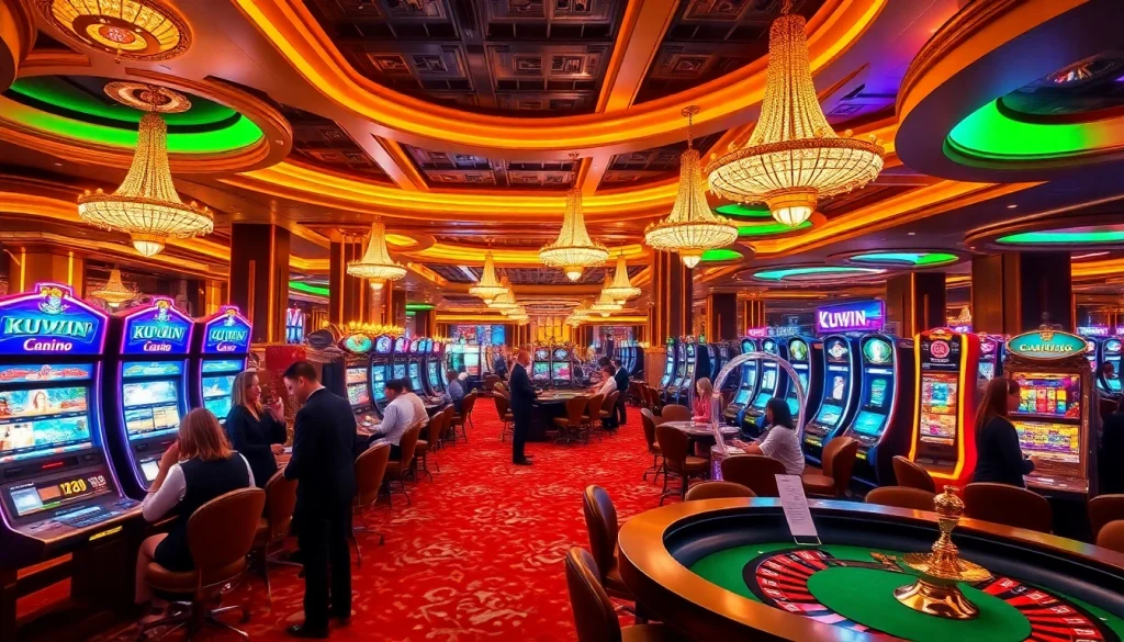 Players enjoying a vibrant casino atmosphere showcasing KUWIN's exciting games and luxury.
