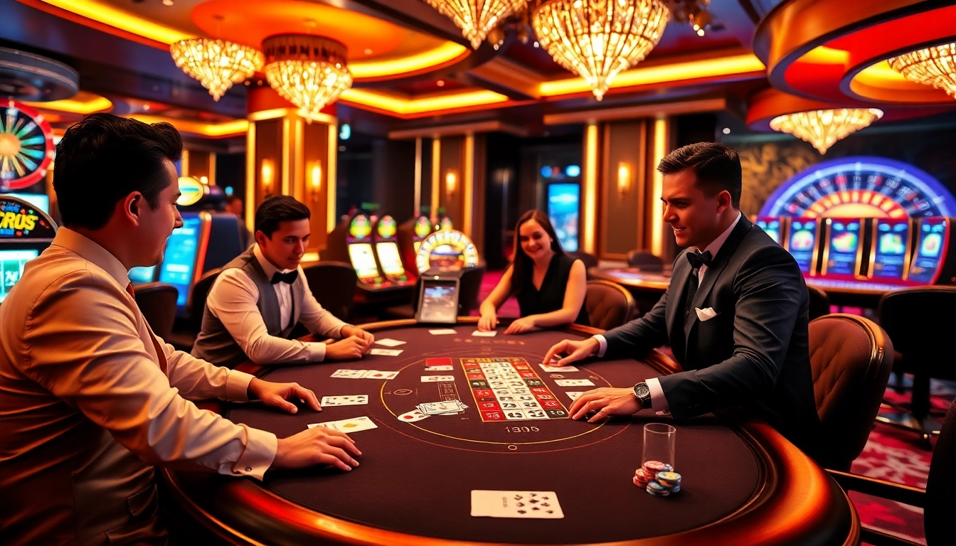Players engaged in a high-stakes blackjack game at 98win casino, showcasing excitement and strategy.