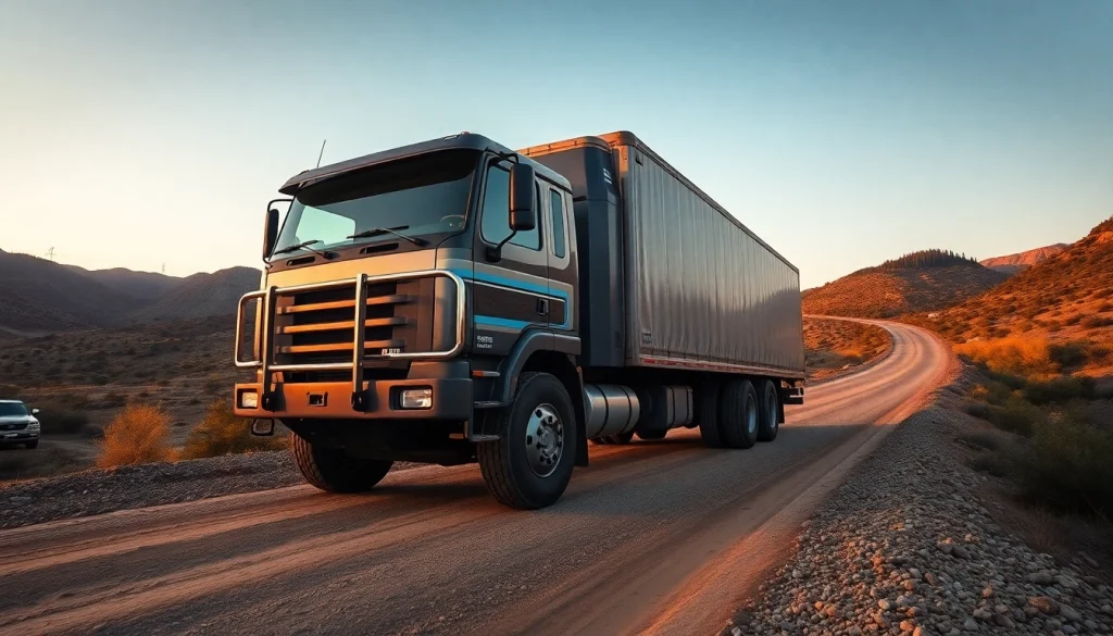 Commercial truck showcasing Double Coin RR99 tires on rugged terrain, representing reliability at RR99.COM.