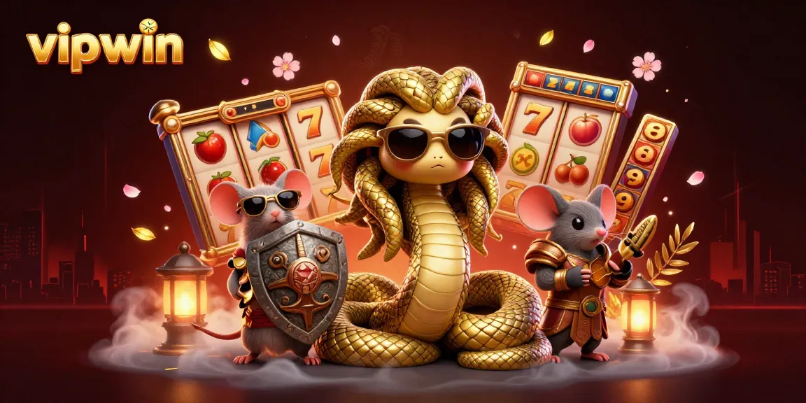 Experience thrilling slot action at vipwin with a dynamic 3D illustration featuring unique game elements.