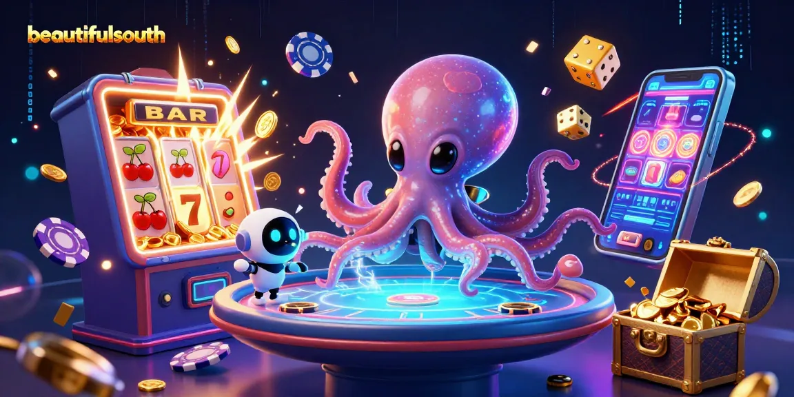 Experience thrilling gaming action at beautifulsouth's vibrant 3D casino illustration.